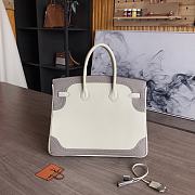 Hermes Grey/ White Birkin Gold Tone Handbag 35cm - 2