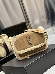 YSL Niki Baby Mini Shearling Ivory Bag - 22×16.5×12cm - 3