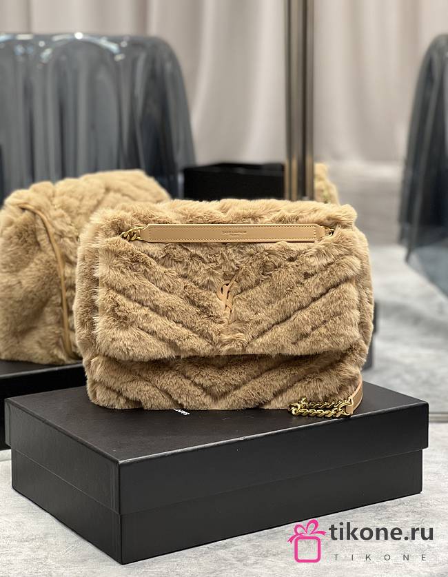 YSL Loulou Puffer Quilted Shearling Bag - 28×20.5×8.5cm - 1