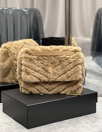 YSL Loulou Puffer Quilted Shearling Bag - 28×20.5×8.5cm