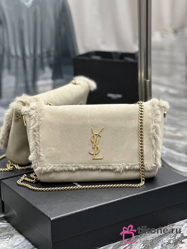 YSL Chain Bag In Suede And Shearling - 28.5x20x6cm - 1