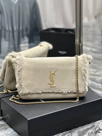 YSL Chain Bag In Suede And Shearling - 28.5x20x6cm
