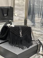 YSL Black Monogram Suede Shoulder Bag - 24x17x6cm - 1