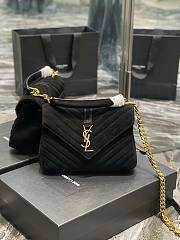 YSL Black College Medium In Quilted Suede - 24x17x6cm - 1