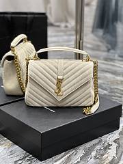 YSL White College Medium In Quilted Suede - 24x17x6cm - 1