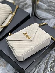 YSL White College Medium In Quilted Suede - 24x17x6cm - 5