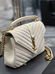 YSL White College Medium In Quilted Suede - 24x17x6cm - 2