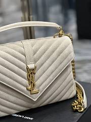 YSL White College Medium In Quilted Suede - 24x17x6cm - 3