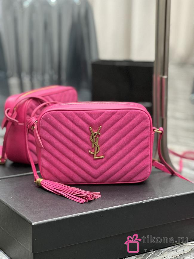 YSL Pink Hobo Mini Lou Bag In Fuchsia - 23x16x6cm - 1