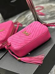 YSL Pink Hobo Mini Lou Bag In Fuchsia - 23x16x6cm - 3