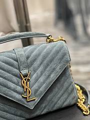 YSL Blue College Medium In Quilted Suede - 24x17x6cm - 3