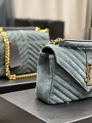 YSL Blue College Medium In Quilted Suede - 24x17x6cm - 2