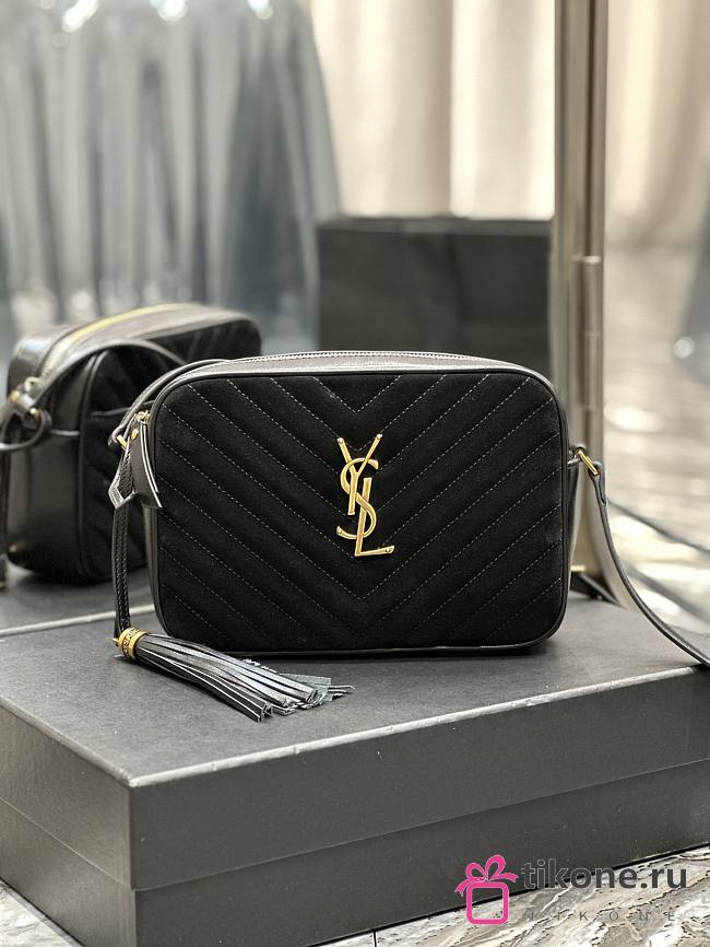 YSL Black Hobo Mini Lou Bag - 23x16x6cm - 1