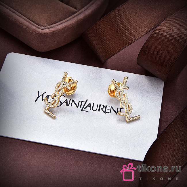 YSL Gold Logo Earrings - 1