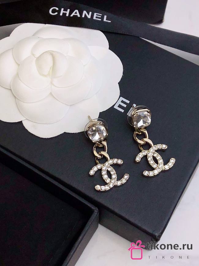 Chanel Silver Chain Logo Earrings  - 1