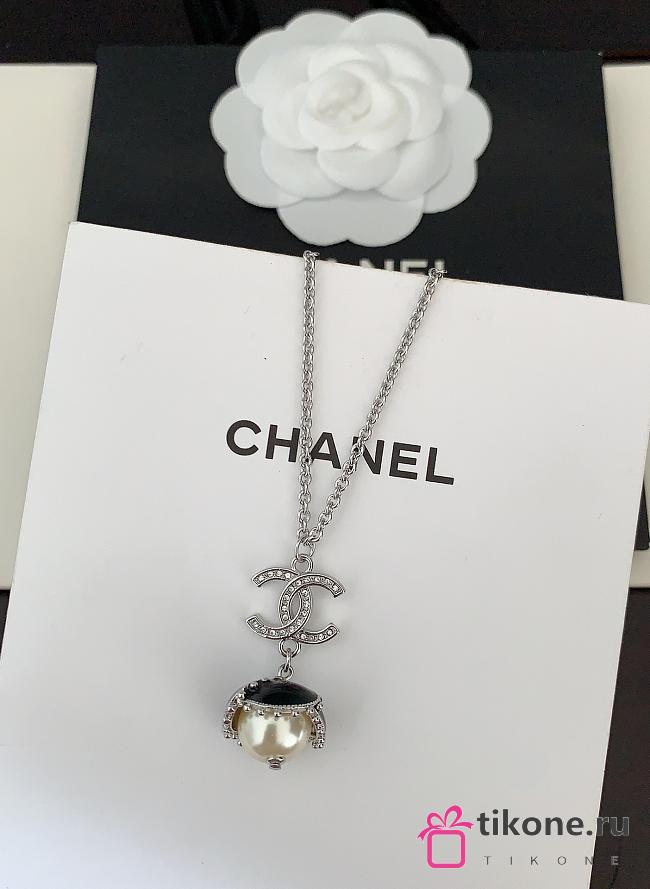 chanel Silver Petal Pearl Necklace - 1