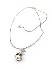 chanel Silver Petal Pearl Necklace - 4