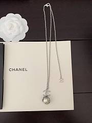 chanel Silver Petal Pearl Necklace - 3