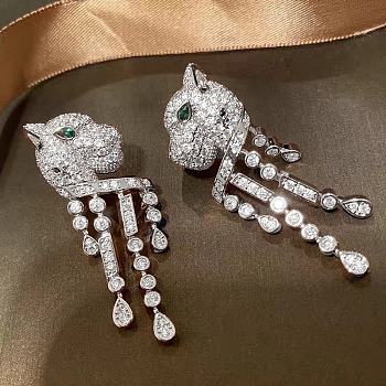 Catier Leopard Tassel Emerald Earrings