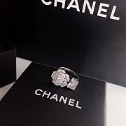 Chanel Silver Diamond Flower Ring - 1