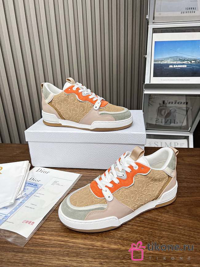 Dior Beige Calfskin & Suede Sneakers - 1