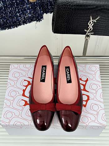 Chanel Burgundy Patent Leather Ballet Flats