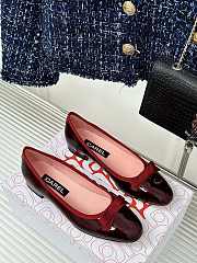 Chanel Burgundy Patent Leather Ballet Flats - 2