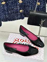 Chanel Black Leather Ballet Flats - 4