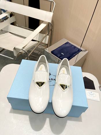 Prada White Patent Leather Loafers