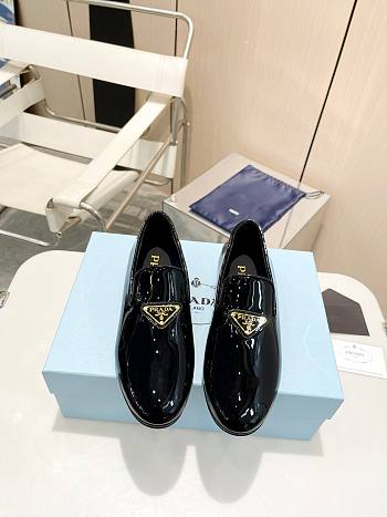 Prada Shiny Black Patent Leather Loafers