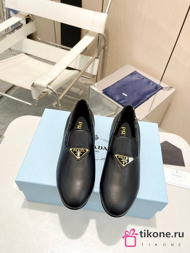 Prada Black Leather Loafers - 1