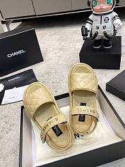 Chanel Beige Lambskin Leather Sandals  - 4