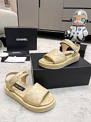 Chanel Beige Lambskin Leather Sandals  - 3