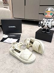 Chanel White Lambskin Leather Sandals - 1