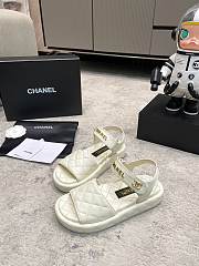 Chanel White Lambskin Leather Sandals - 5