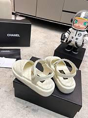 Chanel White Lambskin Leather Sandals - 4