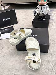 Chanel White Lambskin Leather Sandals - 3