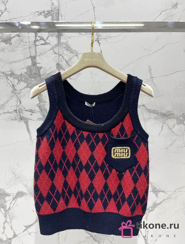 Miumiu Red/Navy Wool Vest - 1