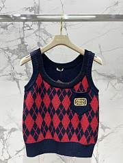 Miumiu Red/Navy Wool Vest - 1