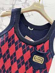 Miumiu Red/Navy Wool Vest - 2