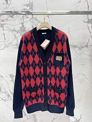 Miumiu Red/Navy Wool Vest Cardigan - 1