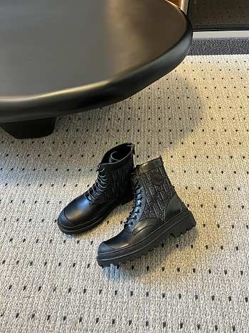 Dior Black Smooth Calfskin&Oblique Jacquard Ankle Boot