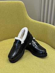 Dior Boy Loafers Black Calfskin & White Shearling - 5
