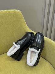 Dior Boy Loafers Black Calfskin & White Shearling - 3