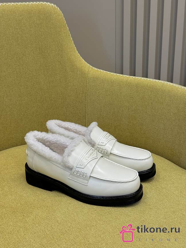 Dior Boy Loafers White Calfskin & White Shearling - 1