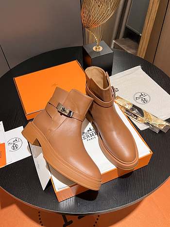 Hermes Brown Veo Ankle Boots