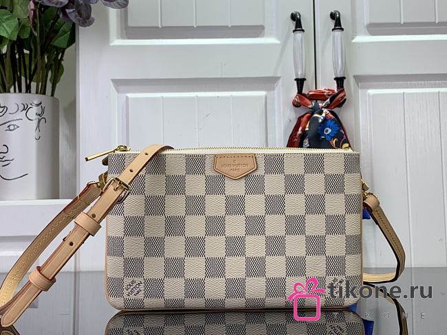 Louis Vuitton N60460 Double Zip Pochette Damier Azur - 20x12.5x3cm - 1