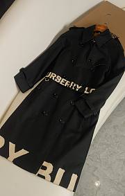 Burberry Black Logo Printed Trench Coat - 1