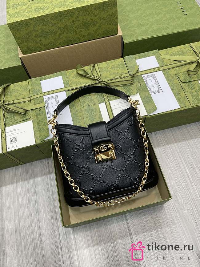 Gucci Black Leather Handbag - 25x21x9cm - 1