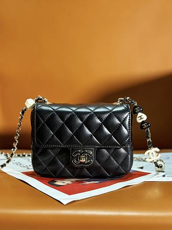 Chanel 23P Black Mini Flap Bag - 12.5x16x4.5cm